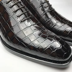 Crocodile Genuine Leather Oxford Lace-Up Dress Shoes BMBAS120176 image 6