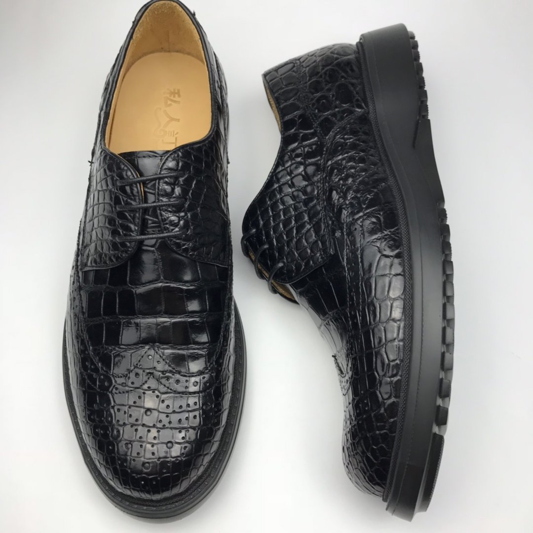 Exotic Men’s Crocodile Leather Wingtip Shoes BMBAS120180 image 6