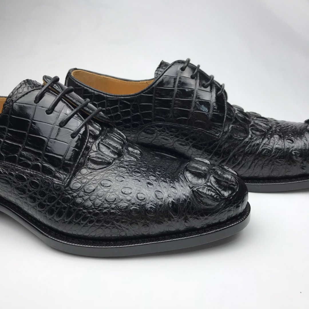 Horn back Crocodile Low Top Derby Shoes BMBAS120182 image 5