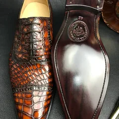 Luxury Crocodile Textured Leather Derby Dress Shoes BMBAS120185 image 5
