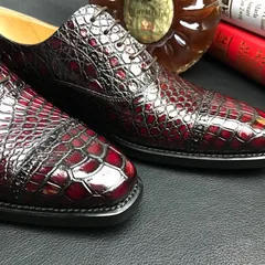 Genuine Leather Oxford Handmade Crocodile Lace Up Shoes BMBAS120187 image 5