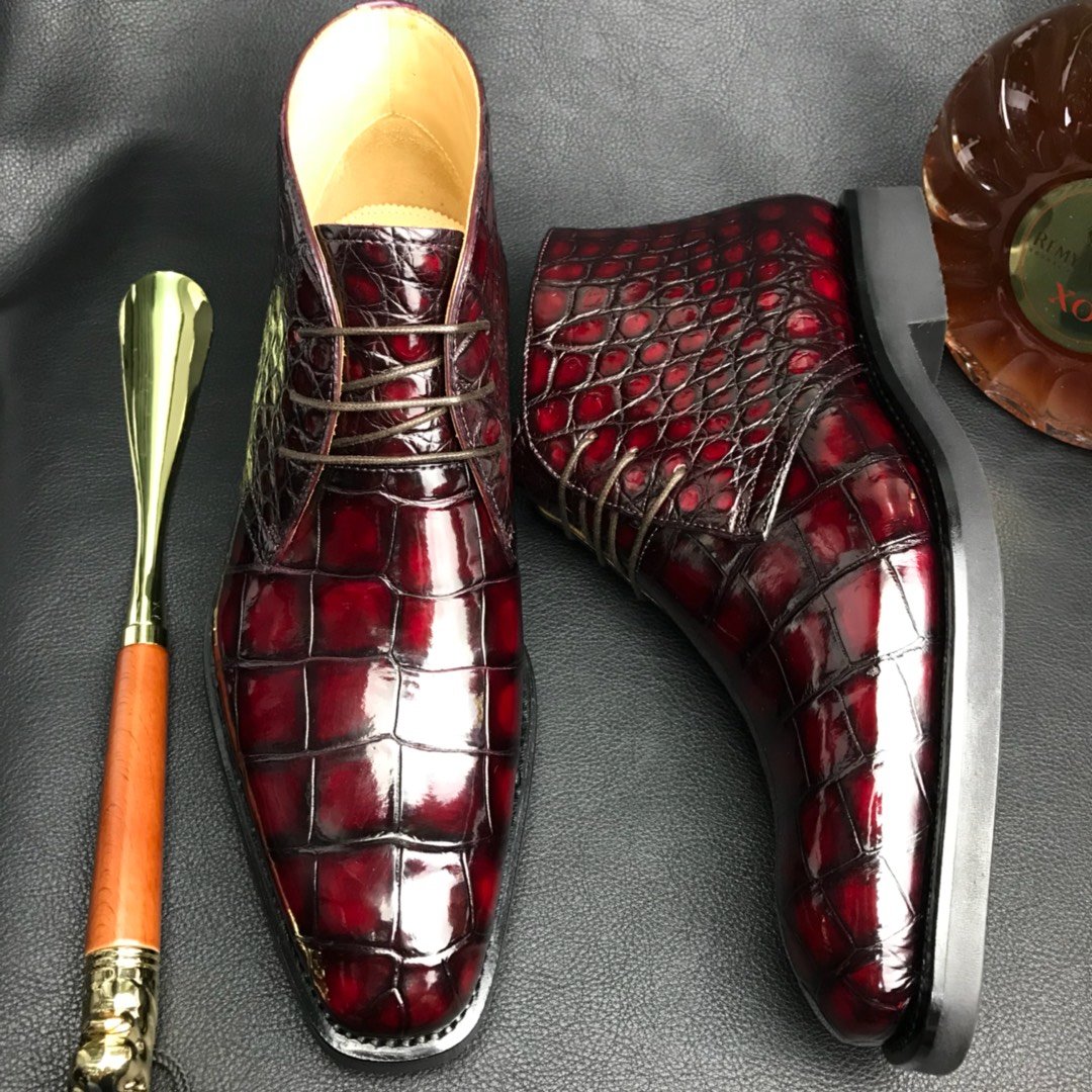 Pointed Toe Crocodile Derby Boots BMBAS120189 image 6
