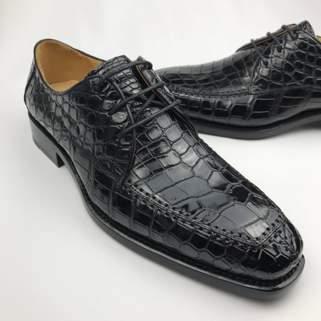 Genuine Crocodile Leather Vintage Handmade Shoes BMBAS120198 image 5