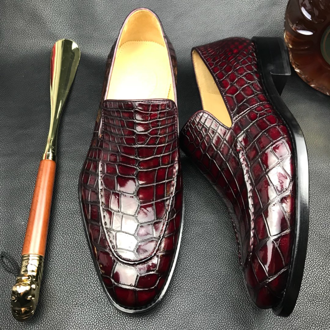 Men Dress Loafers Crocodile Prints Slip on BMBAS120201 image 4