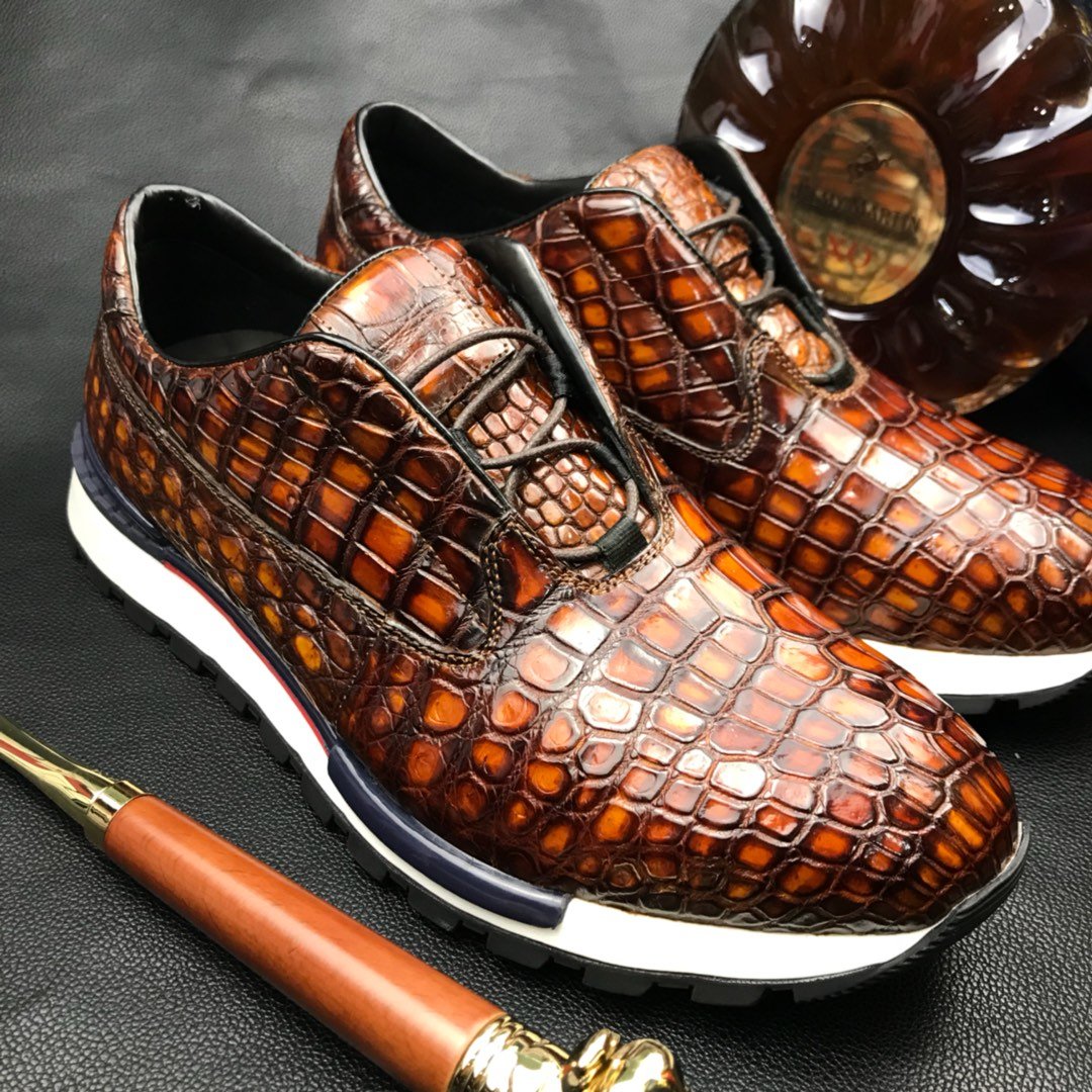 Mens Crocodile Print Lace Up Designer Shoes BMBAS120204 image 5