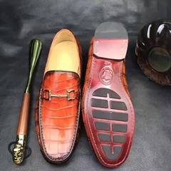 Crocodile Leather Penny Loafer Casual Flat Shoes BMBAS12074 image 6