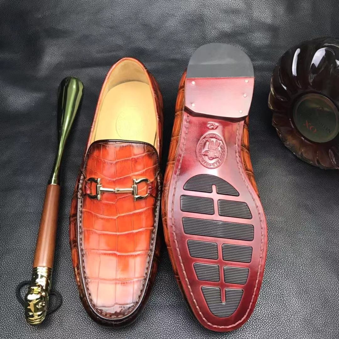 Crocodile Leather Penny Loafer Casual Flat Shoes BMBAS12074 image 6