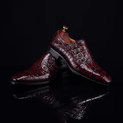 Monk Strap Shoes High-end Leather Crocodile Shoes BMBAS12057 image 6