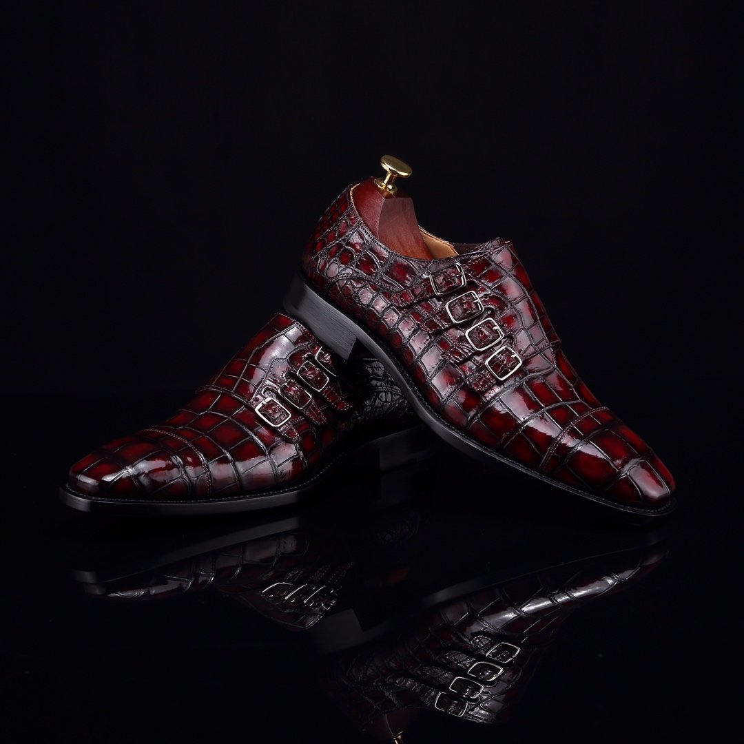 Monk Strap Shoes High-end Leather Crocodile Shoes BMBAS12057 image 6