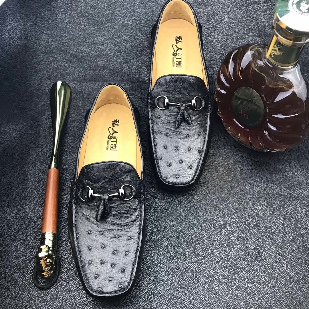 Men’s Slip On Ostrich Loafer Dress Shoes BMBOS12081 image 5