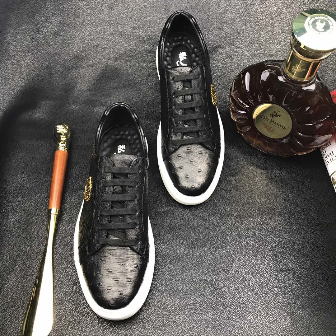 Ostrich Casual Leather Sneaker Shoes BMBOS12089 image 6