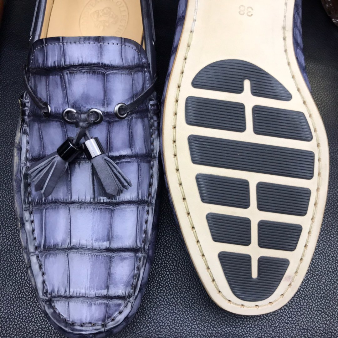 Men’s Loafers Excellent Soft Crocodile Skin Flats BMGAS12093 image 6