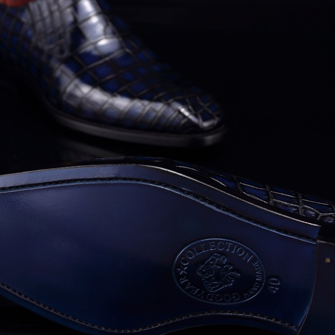 Crocodile Print Leather Slip On Casual Loafer Shoes BMBAS12059 image 6
