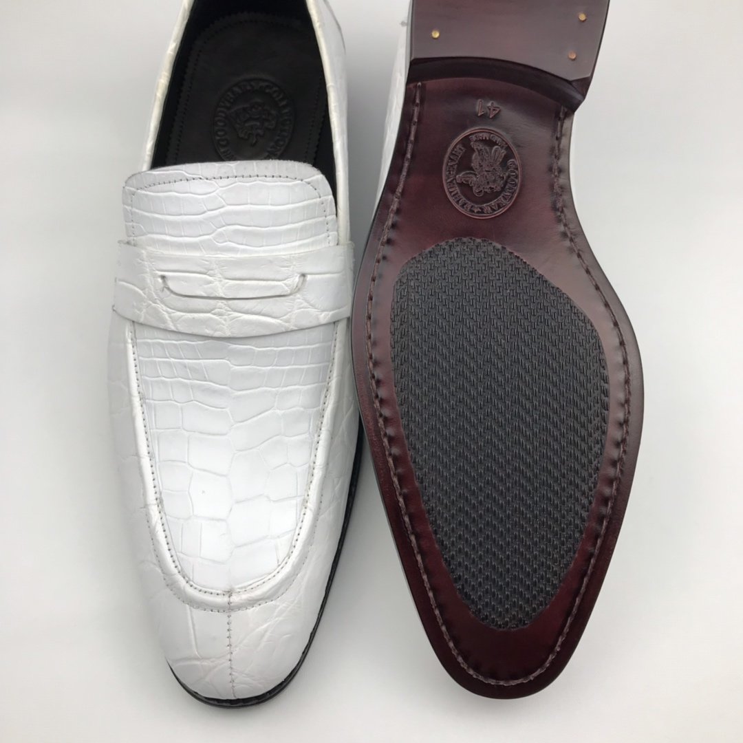Crocodile White Loafer Shoes Texture Slip-Ons BMWAS12095 image 7