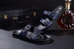 Crocodile Double Buckle Slipper Leather Sandals BMBAS120106 image 6