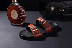 Men’s Casual Slip On Leather Crocodile Slippers BMOAS120111 image 7