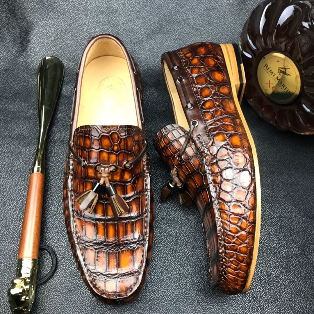 Men Moccasin Boat Shoes Crocodile Pattern BMBAS120121 image 6