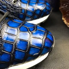 Men’s Blue All Real Crocodile Skin Sneakers BMBAS120128 image 6