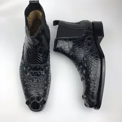 Men’s Crocodile Leather Ankle High Chelsea Dress Boots BMBAS120129 image 6