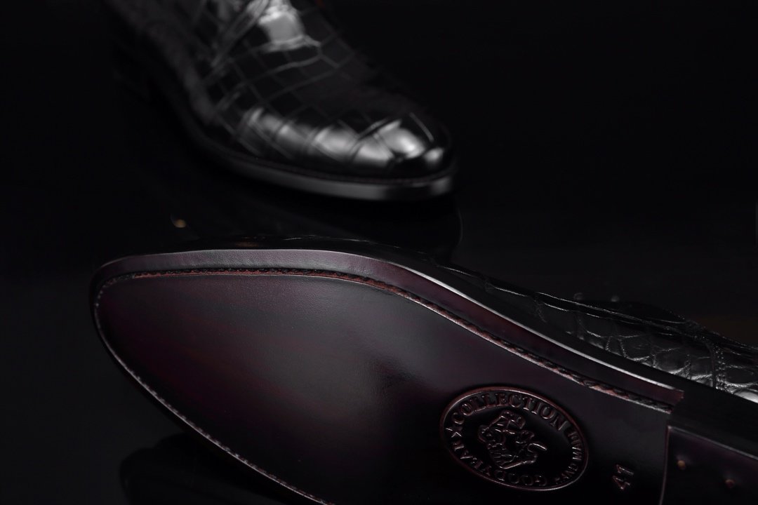 Men’s Crocodile Print Dress Shoes Lace-up Derby BMBAS120138 image 6