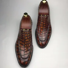 Crocodile Pointy Toe Slip On Loafers Formal Shoes BMBAS12064 image 6