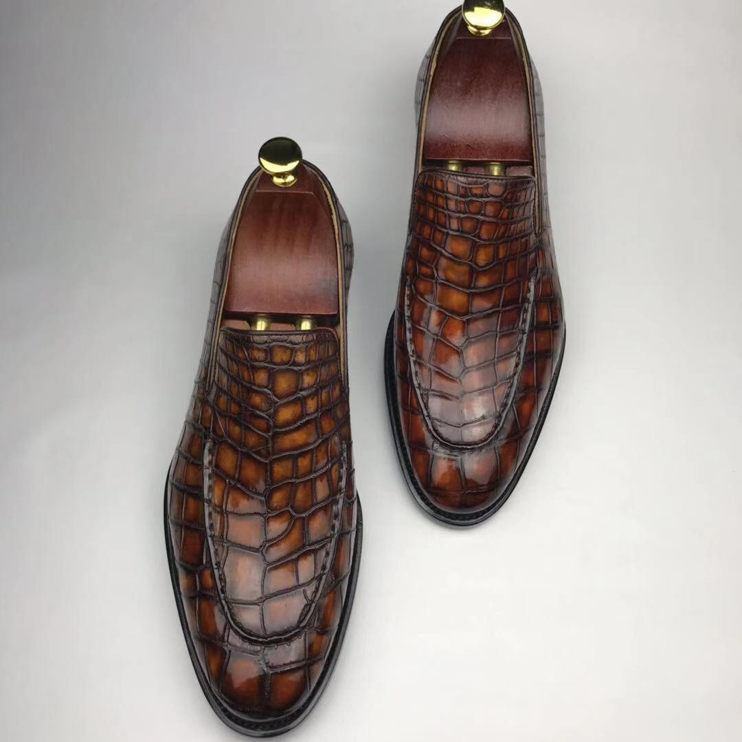 Crocodile Pointy Toe Slip On Loafers Formal Shoes BMBAS12064 image 6