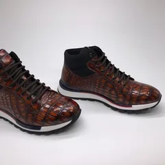 Men’s Genuine Crocodile Real Skin Fashion Sneaker BMBAS120147 image 7