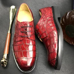 Men red gator dress shoes Classic Derby BMRAS120163 image 7