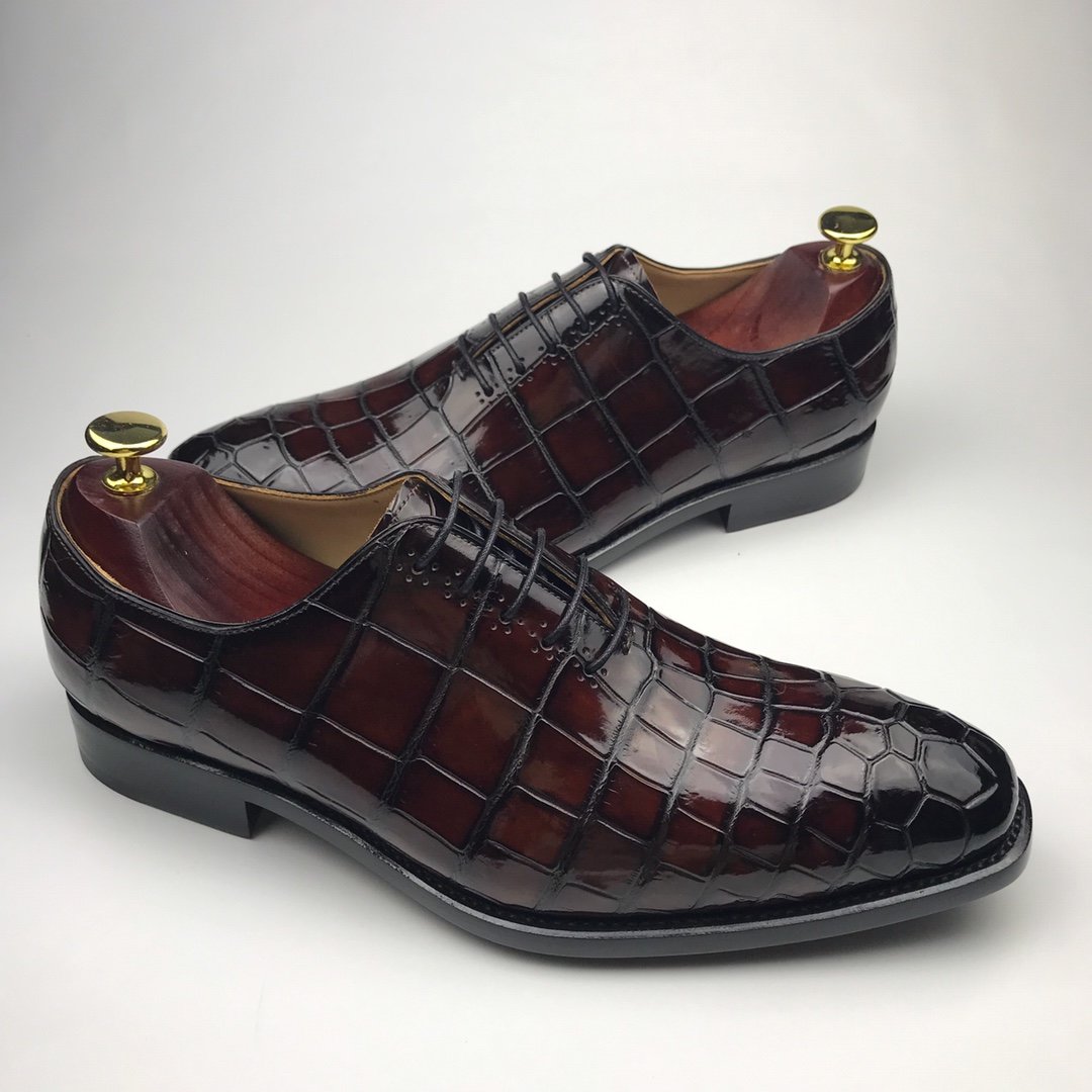 Men’s Exotic Smooth Crocodile Print Comfortable Oxford BMBAS12066 image 7