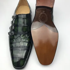 Men’s Crocodile Cap Toe Monk Strap Shoes BMGAS120170 image 7