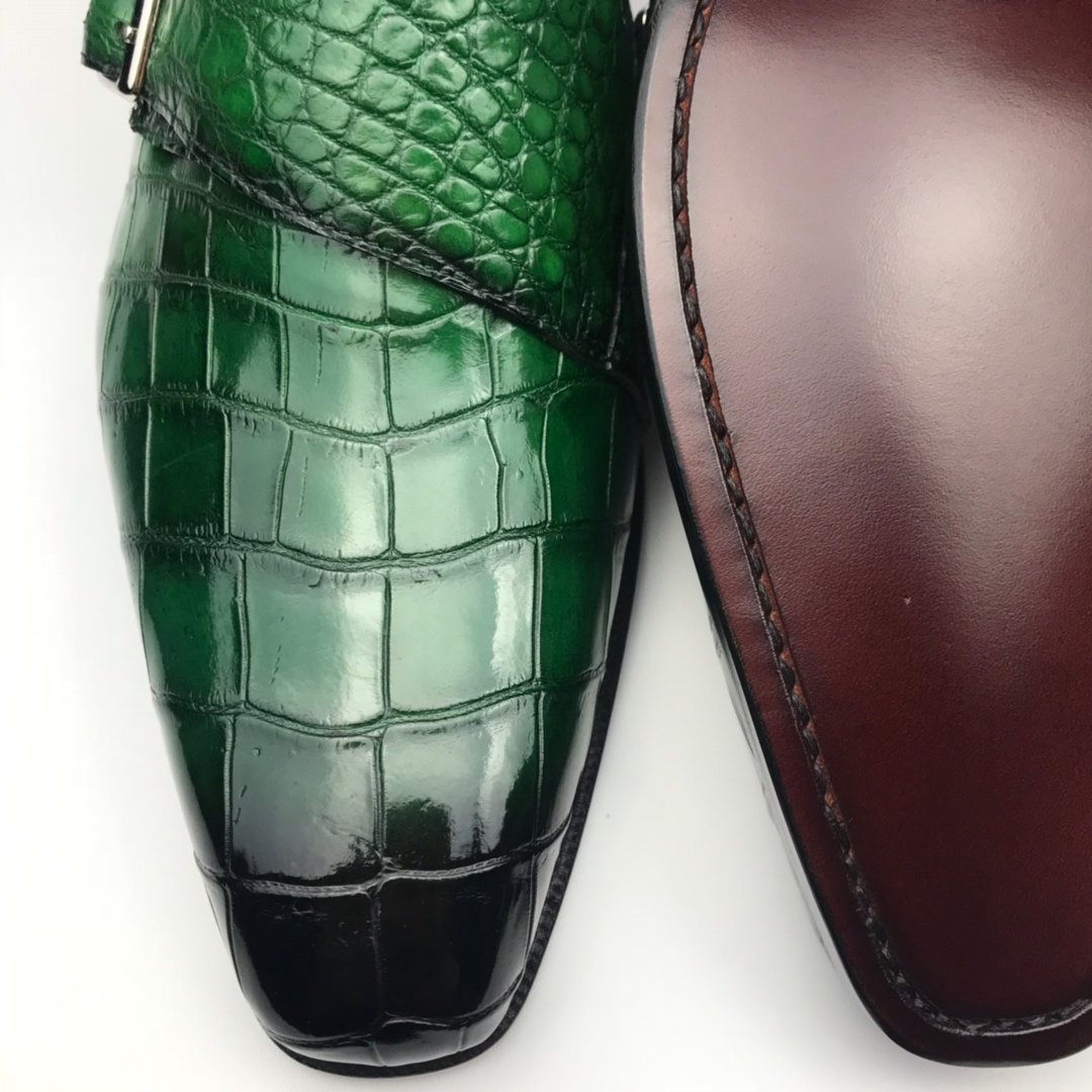 Men’s Crocodile Cap Toe Double Monk Strap BMGAS120171 image 7