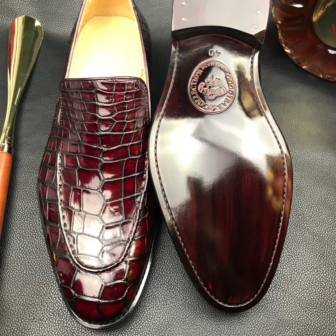 Men Dress Loafers Crocodile Prints Slip on BMBAS120201 image 5
