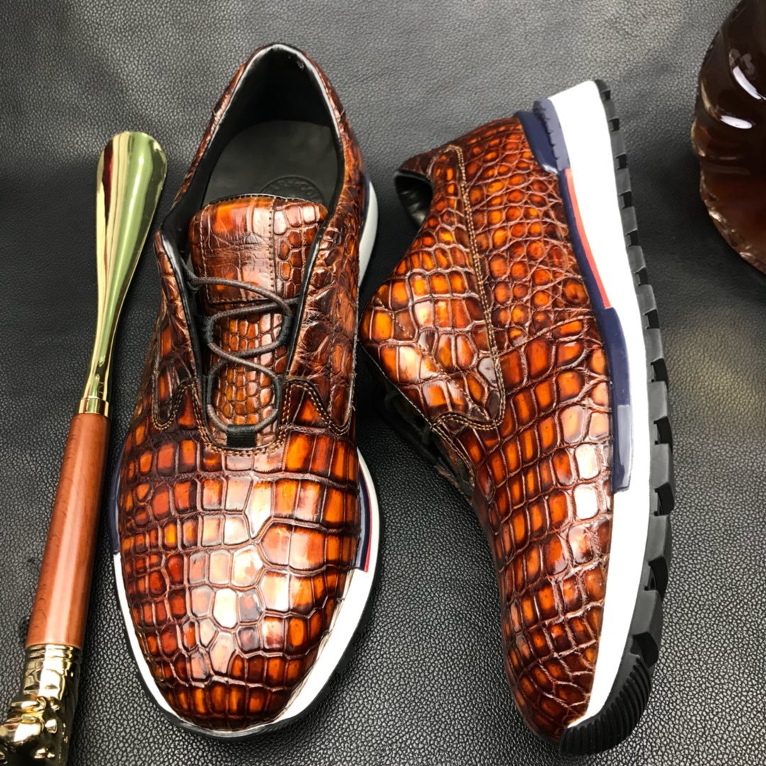 Mens Crocodile Print Lace Up Designer Shoes BMBAS120204 image 6