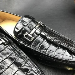 Crocodile Horn Back Leather Slip On Casual Loafer BMBAS120210 image 7