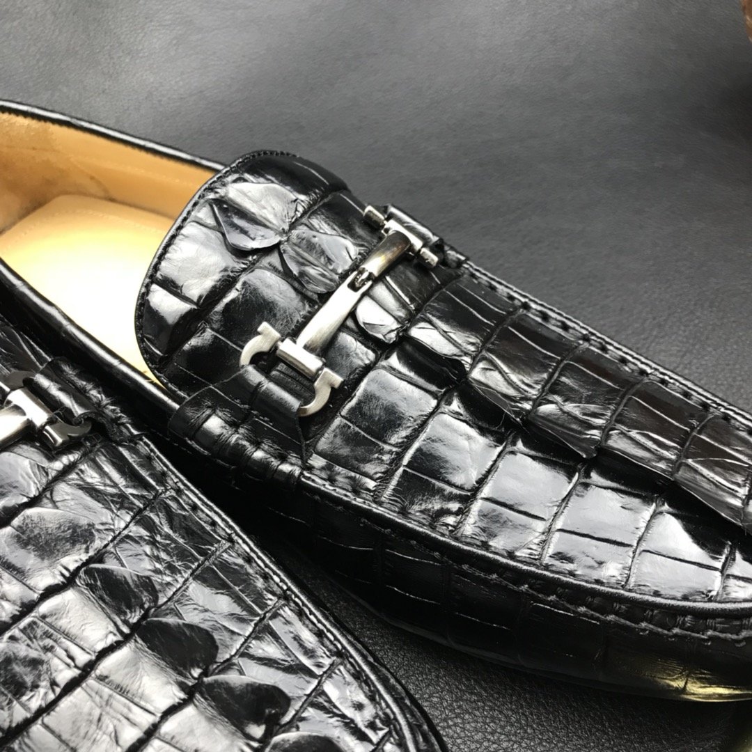 Crocodile Horn Back Leather Slip On Casual Loafer BMBAS120210 image 7