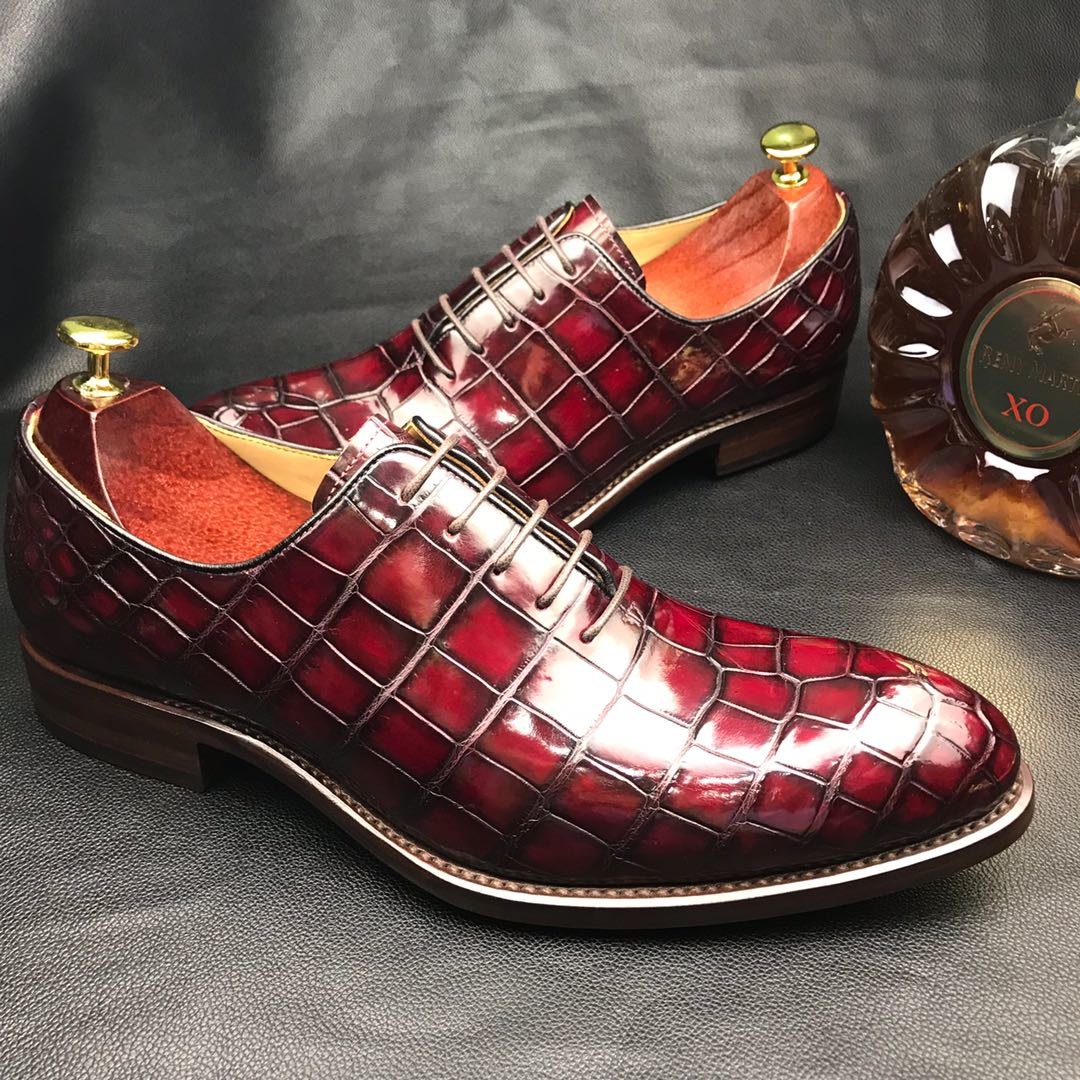 Men’s New Genuine Crocodile Oxford Shoes BMBAS12072 image 7