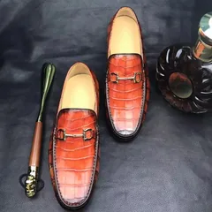Crocodile Leather Penny Loafer Casual Flat Shoes BMBAS12074 image 5