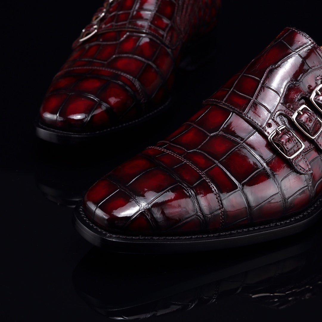 Monk Strap Shoes High-end Leather Crocodile Shoes BMBAS12057 image 7