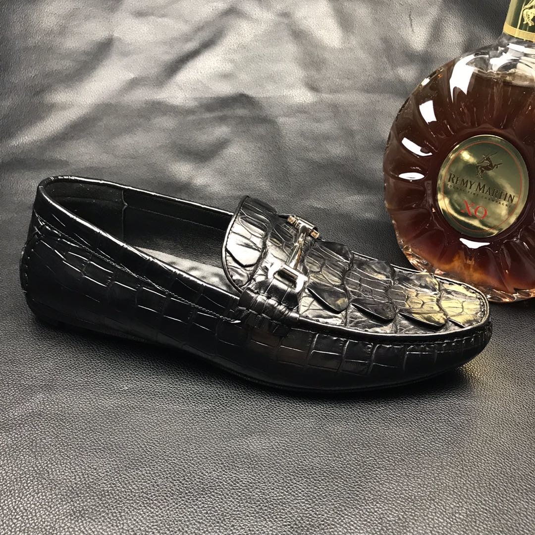 Crocodile Leather Casual Driving Slip-on Shoe BMBAS12075 image 8