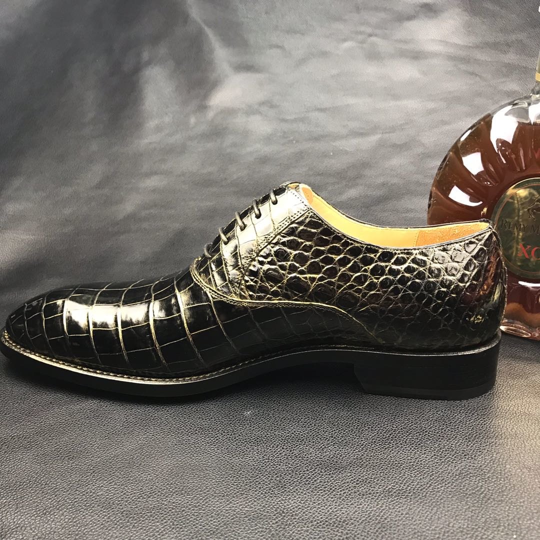 Crocodile Skin Black Gold Oxford Shoe BMBAS12090 image 8