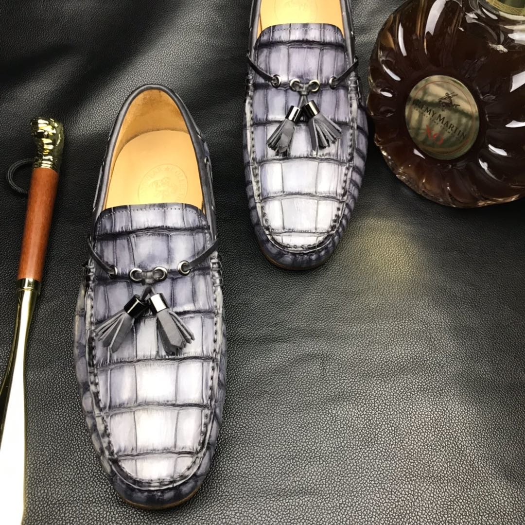 Men’s Loafers Excellent Soft Crocodile Skin Flats BMGAS12093 image 7