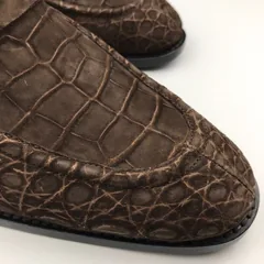 Crocodile Suede Leather Slip On Peas Shoes BMKAS12094 image 7