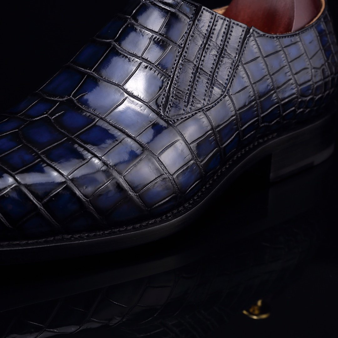 Crocodile Print Leather Slip On Casual Loafer Shoes BMBAS12059 image 7