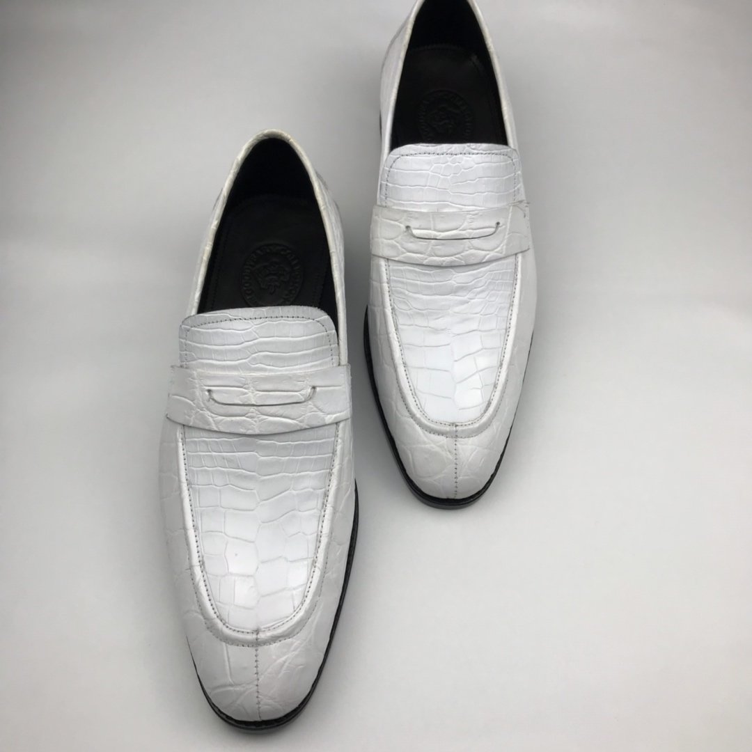 Crocodile White Loafer Shoes Texture Slip-Ons BMWAS12095 image 8