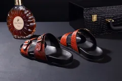 Men’s Casual Slip On Leather Crocodile Slippers BMOAS120111 image 8