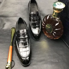 Men’s Soft Lightweight Penny Crocodile Loafers BMBAS120120 image 3