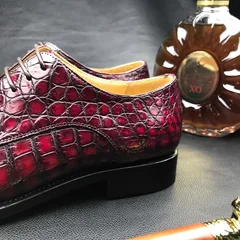 Glossy Crocodile Pattern Oxfords Dress Shoes BMBAS120123 image 8