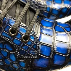 Men’s Blue All Real Crocodile Skin Sneakers BMBAS120128 image 7