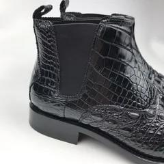 Men’s Crocodile Leather Ankle High Chelsea Dress Boots BMBAS120129 image 7