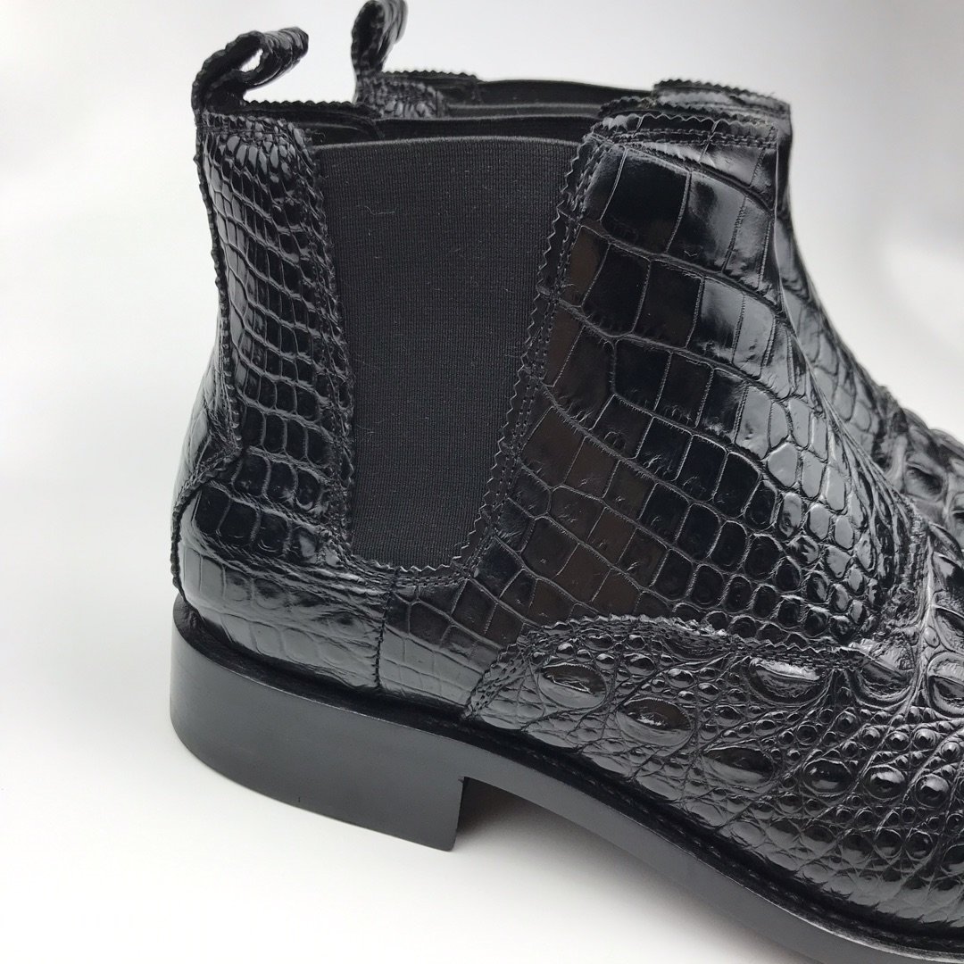 Men’s Crocodile Leather Ankle High Chelsea Dress Boots BMBAS120129 image 7